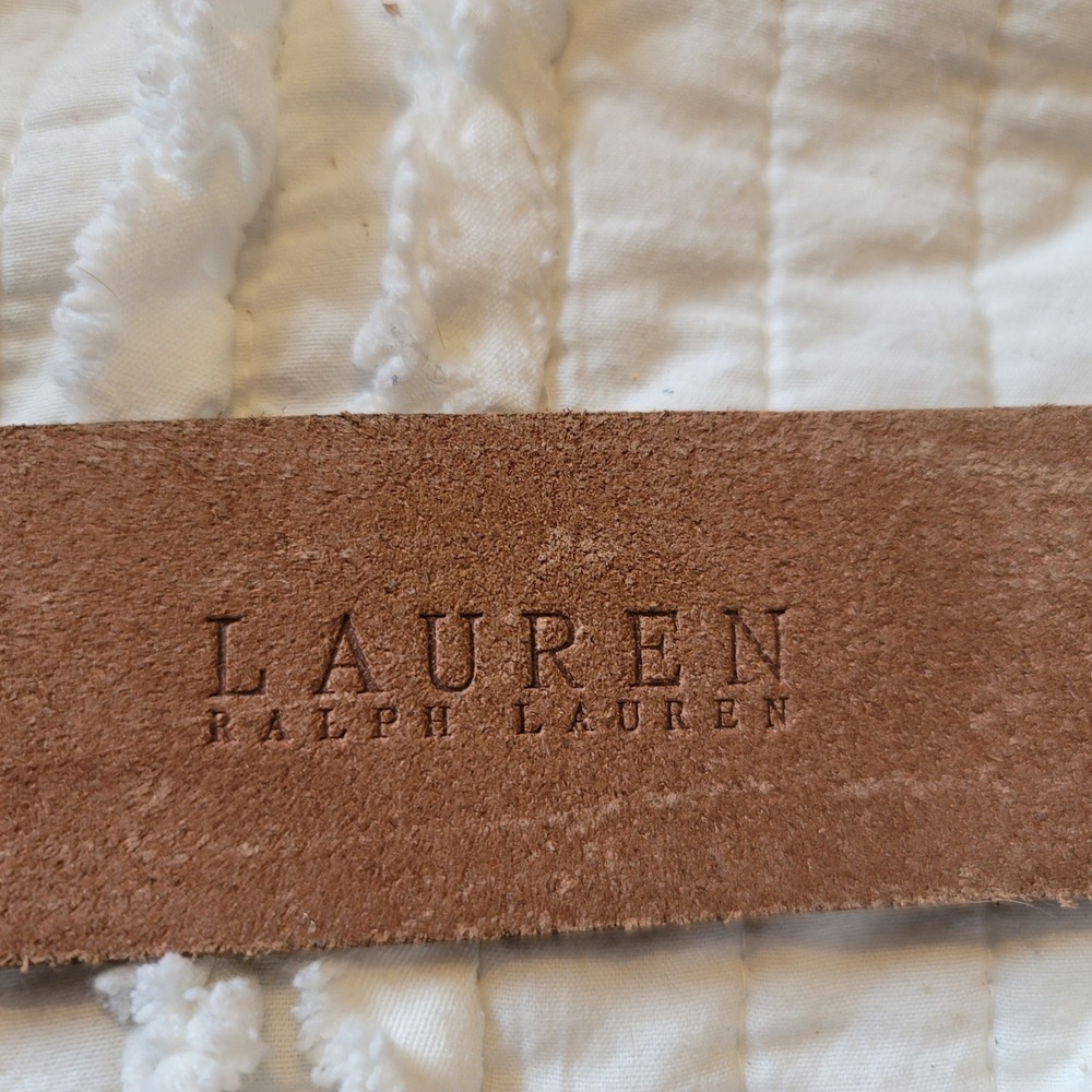 Ralph Lauren Men's Classic Leather Belt Antique Brass Buckleq - Picture 4 of 8